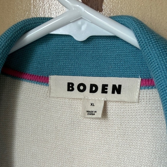 Boden Cream and Light Blue Striped Cardigan Blazer - Picture 2 of 7